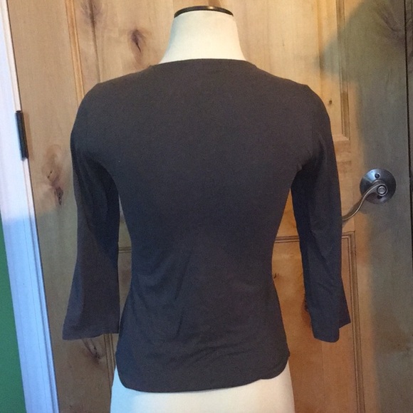 UO PROJECT SOCIAL T Gray Tie-Frt 3/4-Slv Top EUC M - Picture 3 of 6